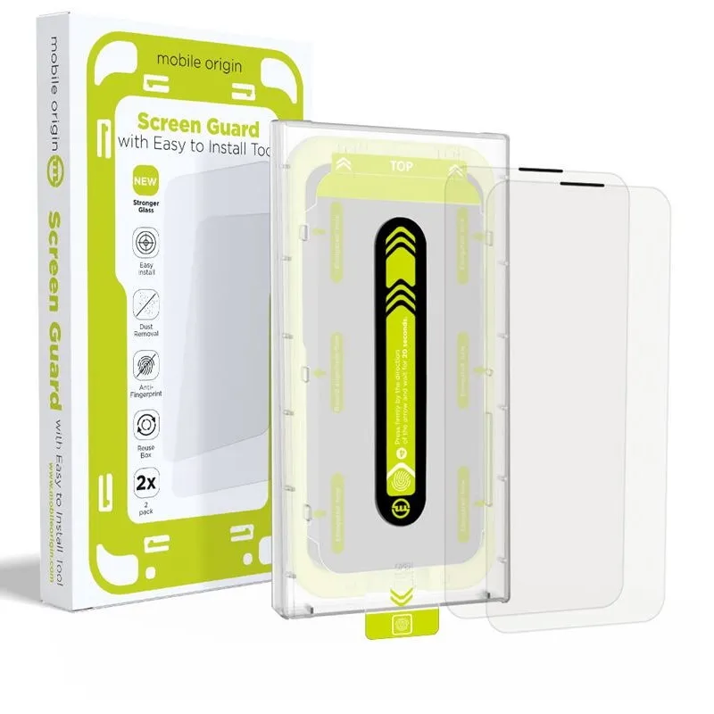 Set 2 folii sticla cu sistem de montare Mobile Origin Screen Guard compatibil cu iPhone 16 Pro Max, Case Friendly, Transparent