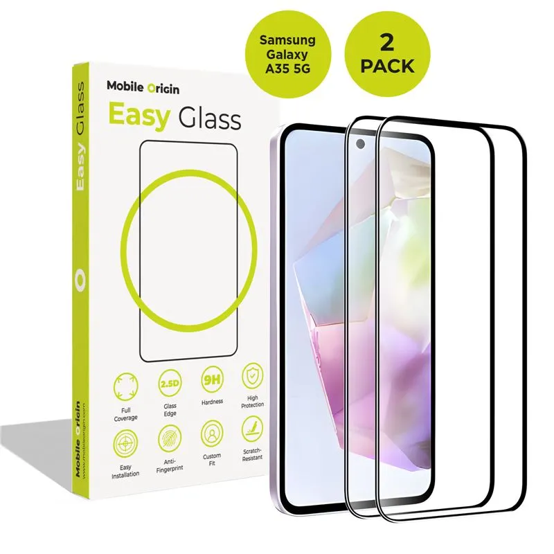 Set 2 folii sticla Mobile Origin EasyGlass compatibila cu Samsung Galaxy A35 5G, Transparent