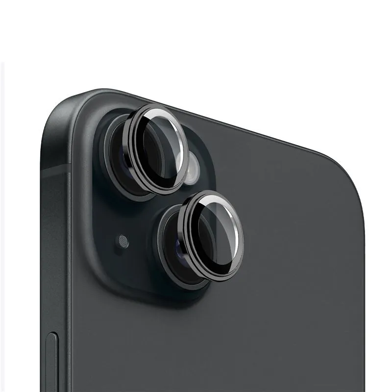Set 2 protectii sticla camera foto Mobile Origin Easy Lens Guards compatibil cu iPhone 15 / 15 Plus Black