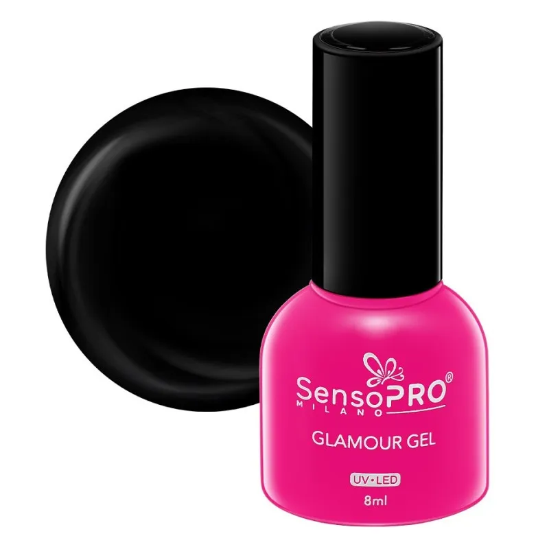 Set 2 x Oja Semipermanenta Glamour Gel SensoPRO Milano 8 ml, Black In Style 02