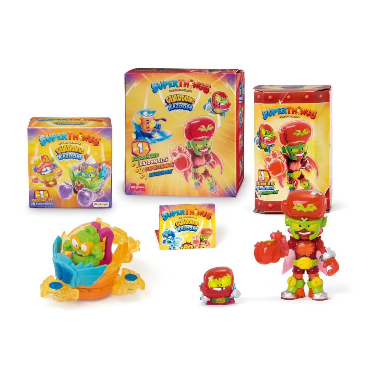 Set 3 figurine, SuperThings, Guardians of Kazoom Kid si Kazoom Slider, Rosu