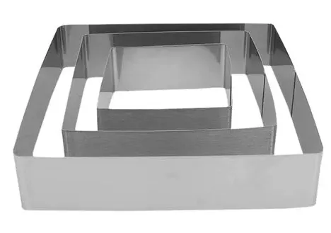 Set 3 forme pentru tort patrat inox