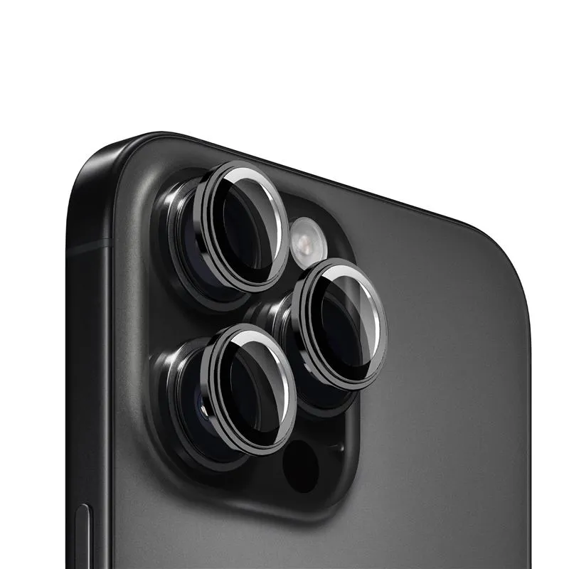 Set 3 protectii sticla camera foto Mobile Origin Easy Lens Guards compatibil cu iPhone 16 Pro / 16 Pro Max Black