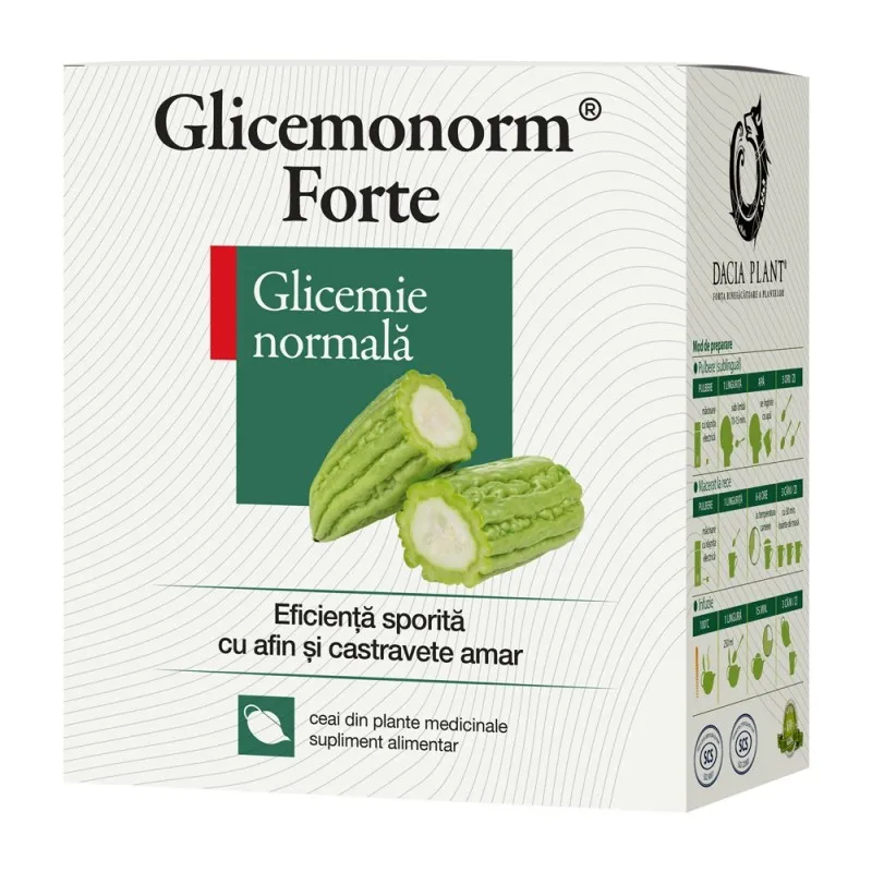 Set 3 x Ceai Glicemonorm Forte, 50 g, Dacia Plant