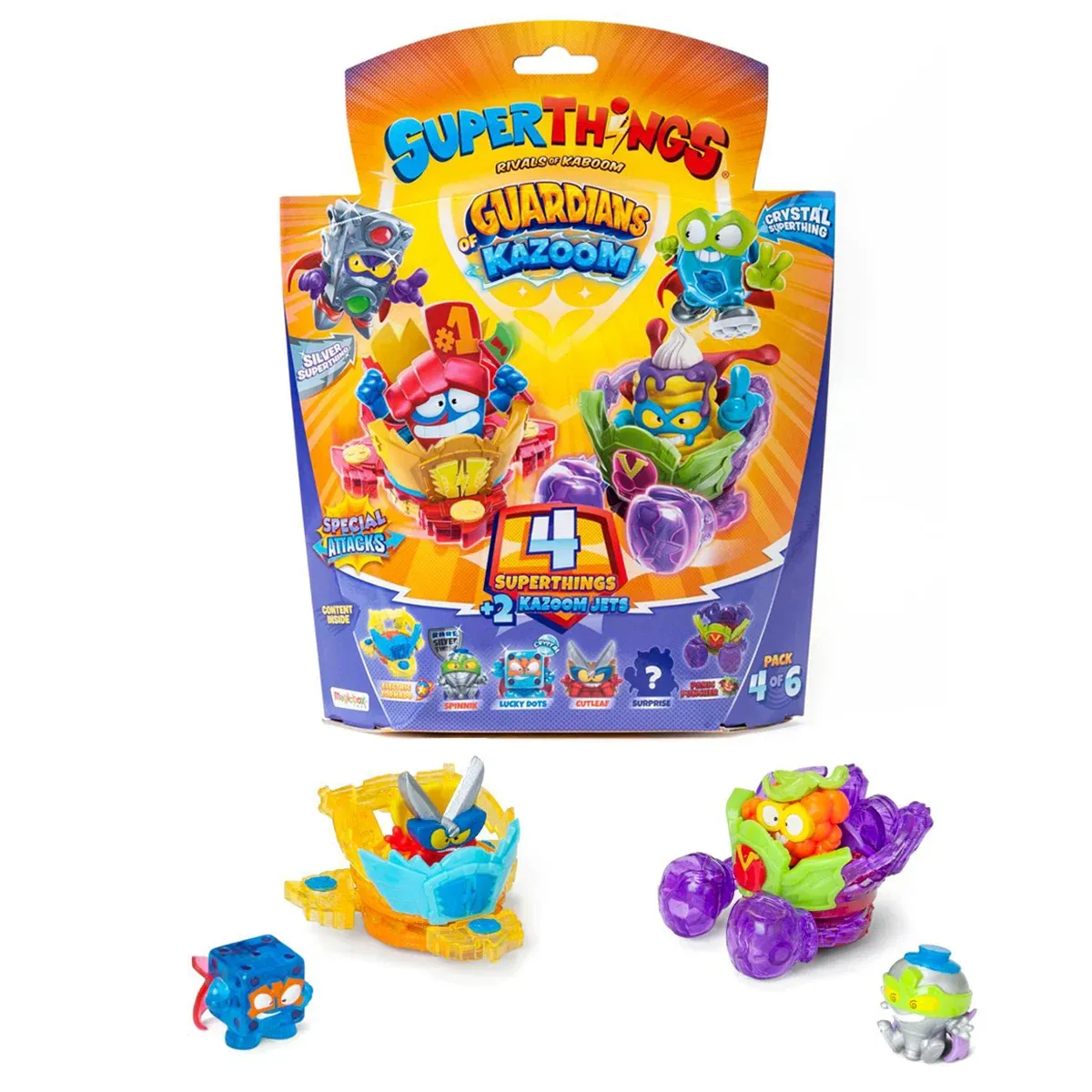 Set 4 figurine si 2 vehicule, SuperThings, Guardians of Kazoom Jet, Mov
