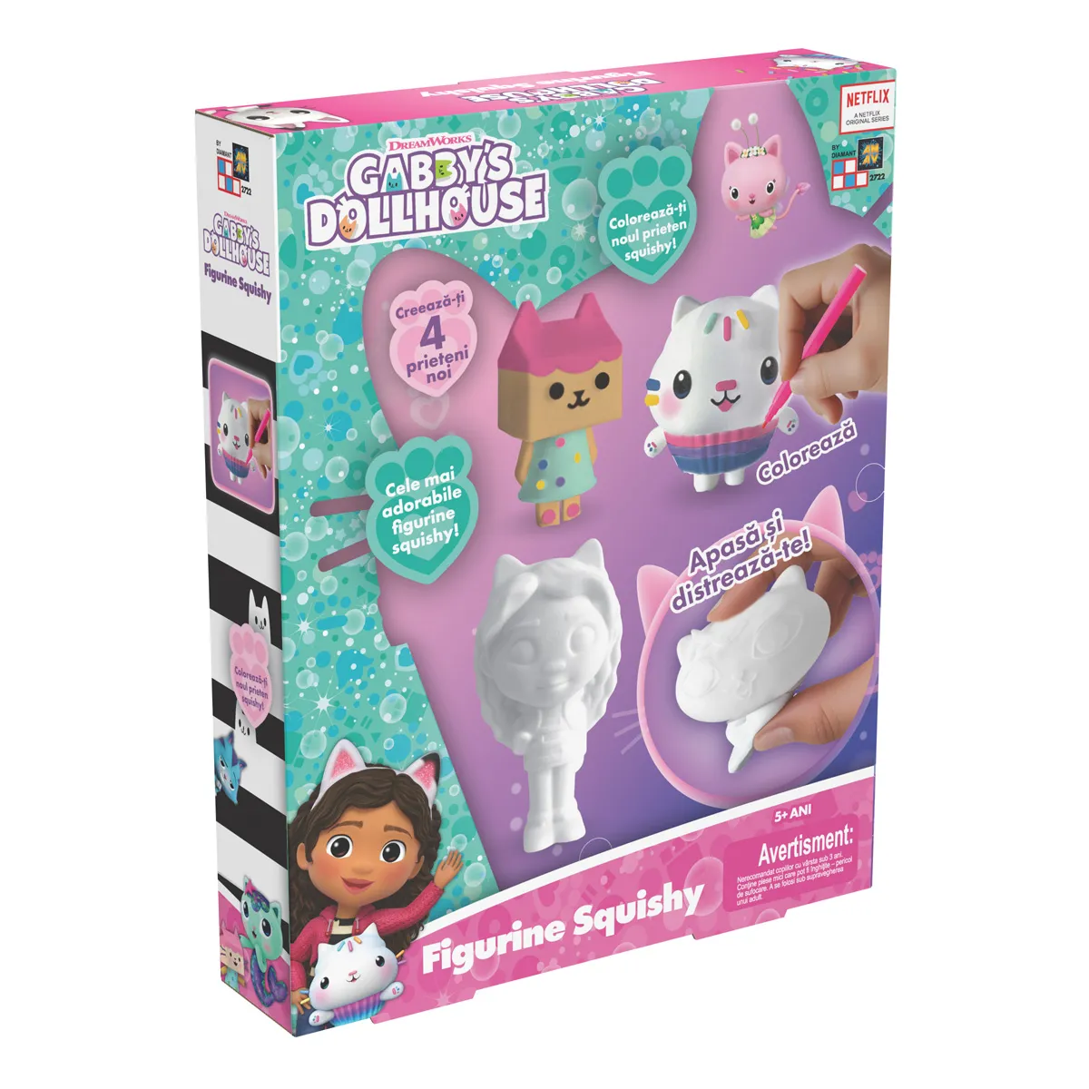 Set 4 figurine squishy de colorat, Gabbys Dollhouse
