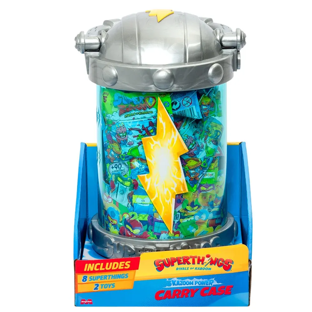 Set 8 figurine si 2 jucarii, SuperTings, Kazoom Power, Carry Case