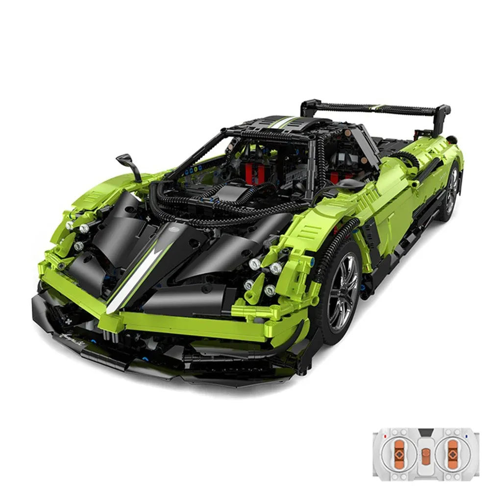 Set constructie masinuta cu telecomanda, Rastar, Pagani Huayra, Verde, 1:8, 2899 piese