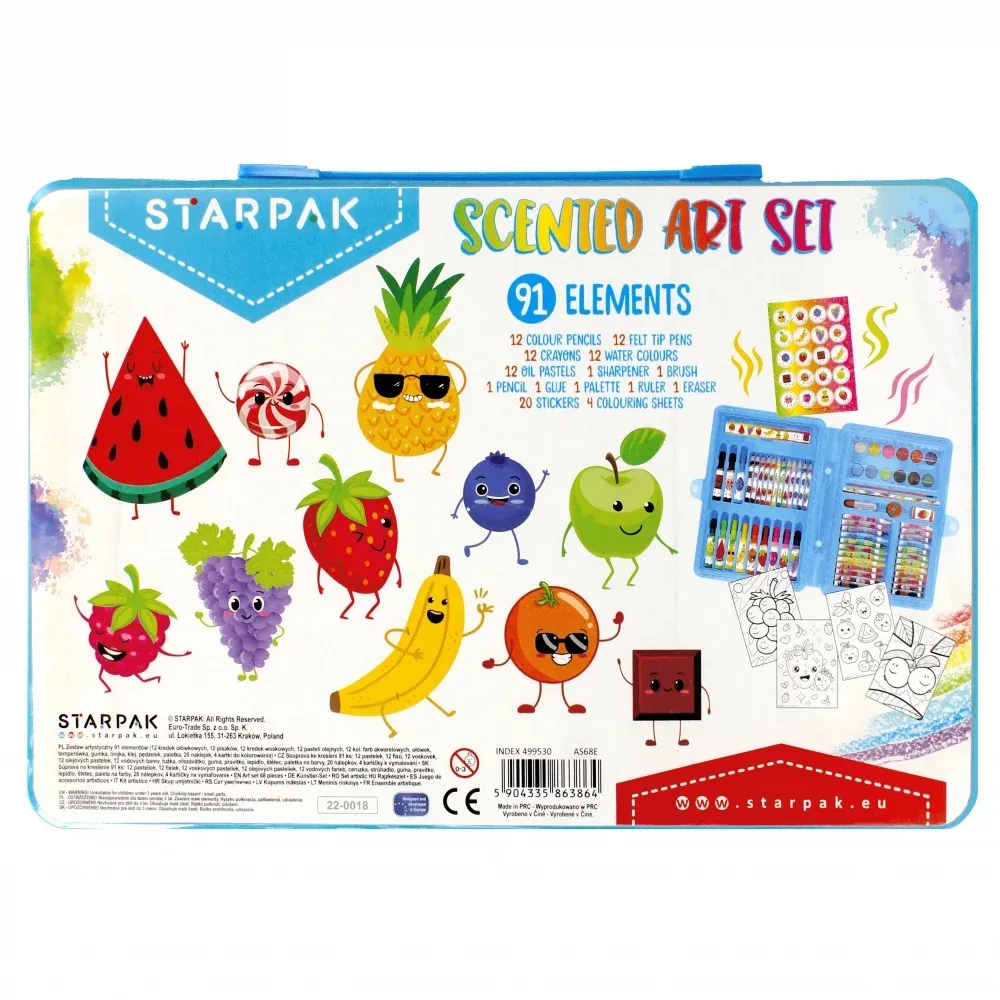 Set de colorat cu markere si creioane parfumate, Starpak, 91 buc