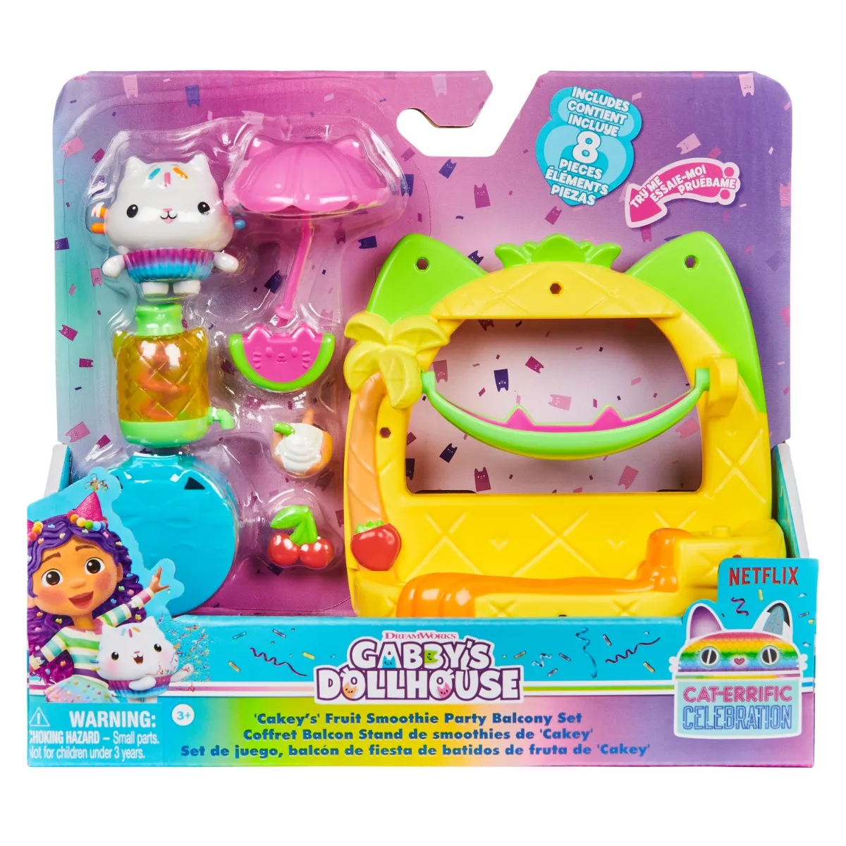 Set de joaca cu figurina, Gabbys Dollhouse, Cakeys Fruit Smoothie Party Balcony, 20146520