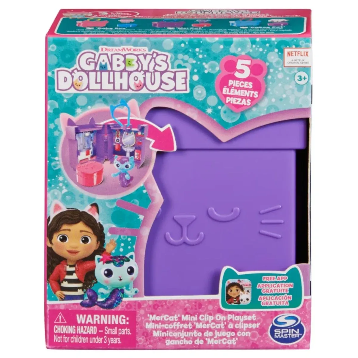 Set de joaca Mini casuta breloc MerCat cu 5 piese, Gabby's Dollhouse, 20140103
