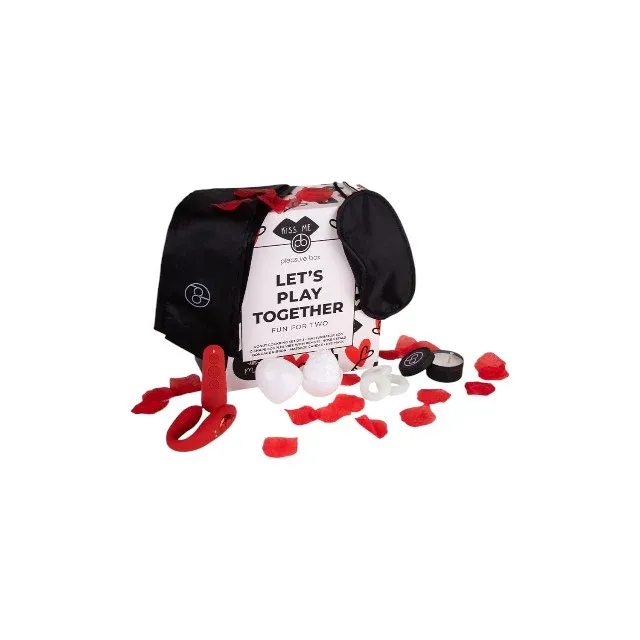 Set erotic DREAMTOYS Pleasure Box - Let’s Play Together, cu vibrator pentru cupluri, 3 inele de penis și ou masturbator (cutie albă)