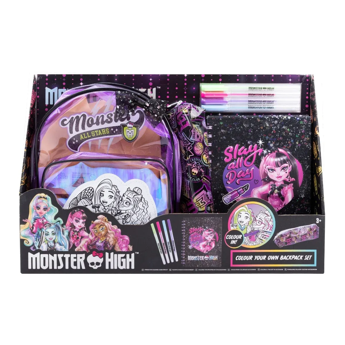 Set mini rucsac si penar cu accesorii scolare, Monster High, All Stars