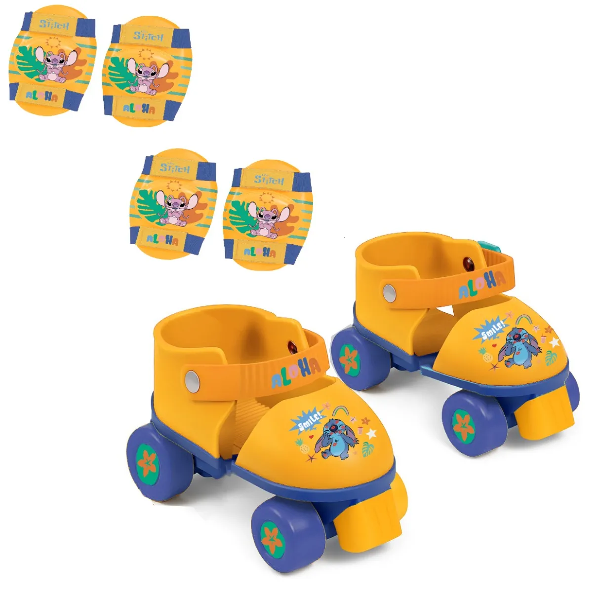 Set patine cu rotile si protectii, Disney Stitch, Marime 22-29