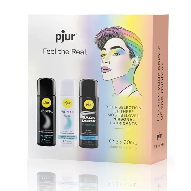 Set Pjur Pride Box, cu lubrifiant pe baza de apa si pe baza de silicon, 90 ml