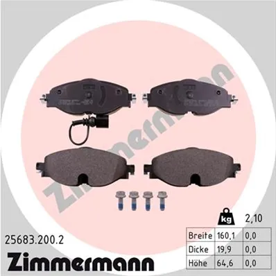 Set placute frana fata Zimmermann 25683.200.2 Audi, VW, Skoda, Seat