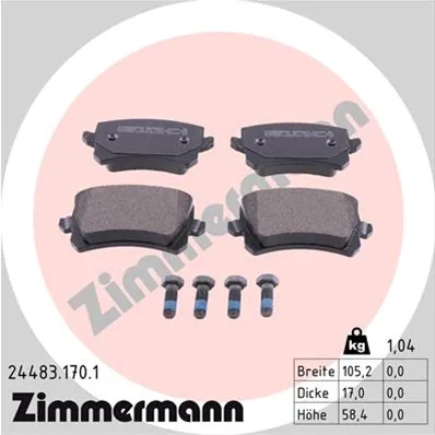 Set placute frana spate Zimmermann 24483.170.1  Audi, VW, Skoda, Seat