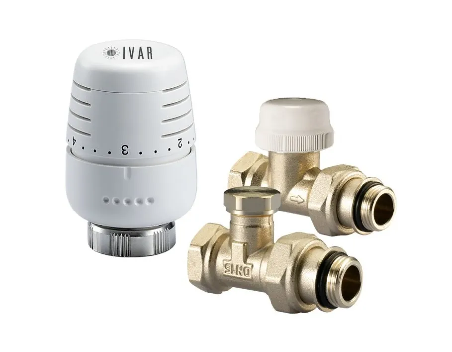 Set robineti calorifer - cap termostatic + robinet termostatat + robinet retur 1/2"" Ivar