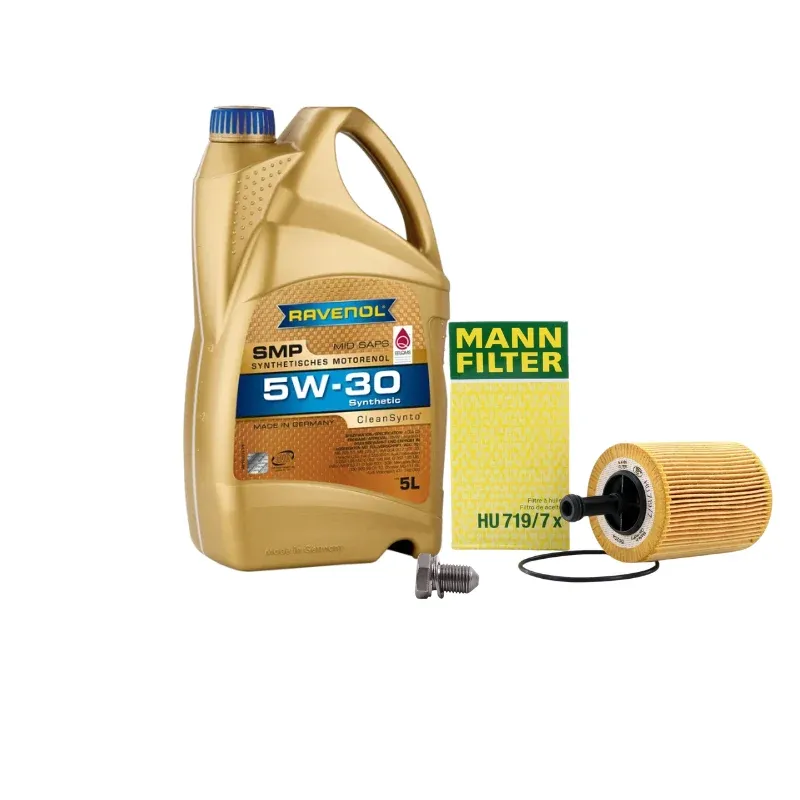 Set Ulei Motor Ravenol SMP 5L + Filtru Ulei Mann Filter HU719 7X + Buson Golire Baie Ulei Oe N90813202