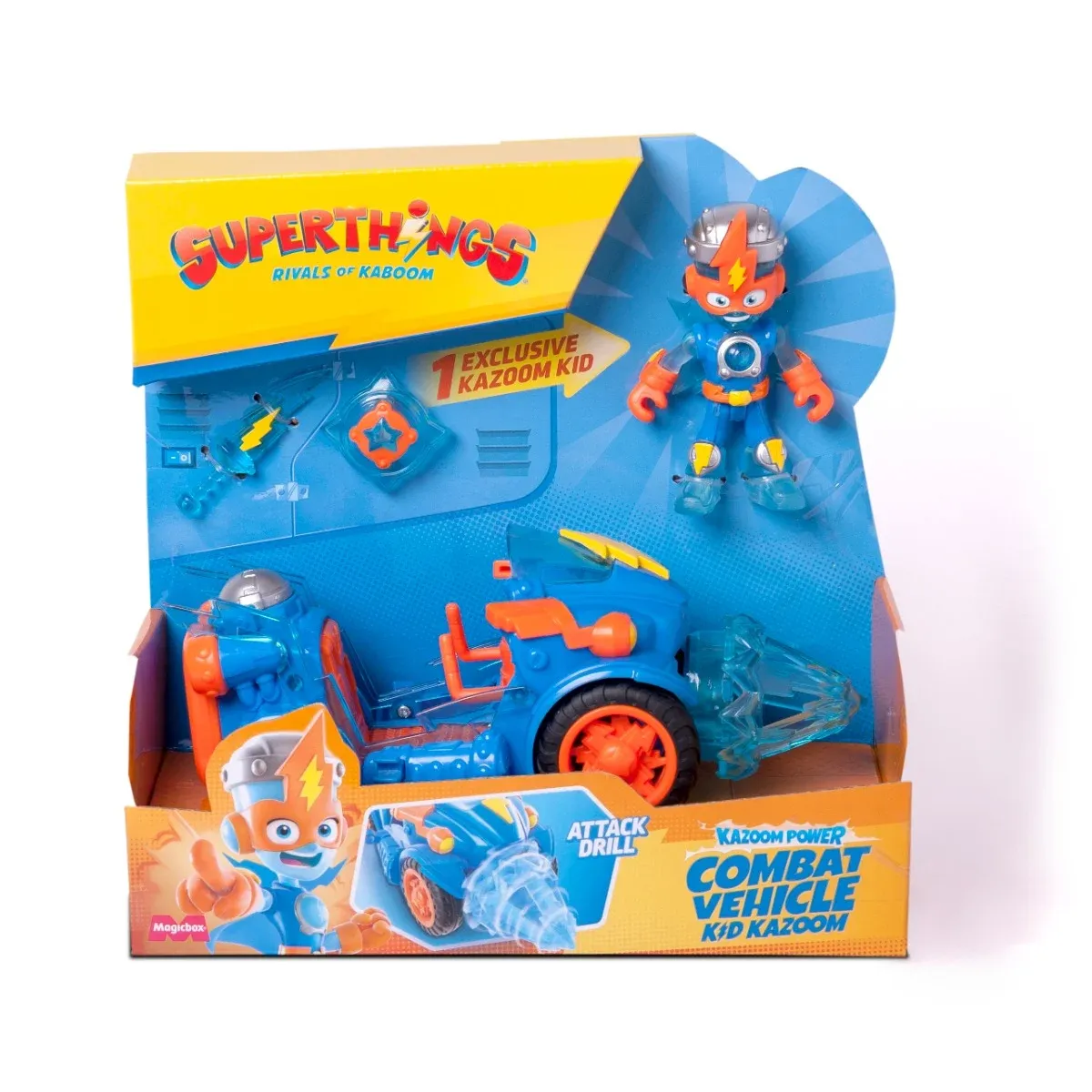 Set vehicul cu figurina Superthings, Kazoom Power, Kid Kazoom