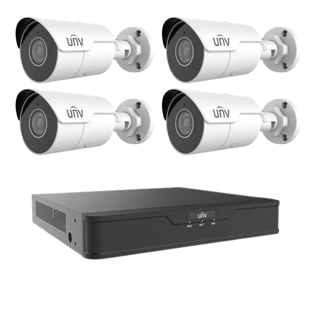 Sistem de supraveghere IP PoE UNV 4 camere Starlight 4MP , 2.8mm, IR 50m, NVR 4 canale 8MP