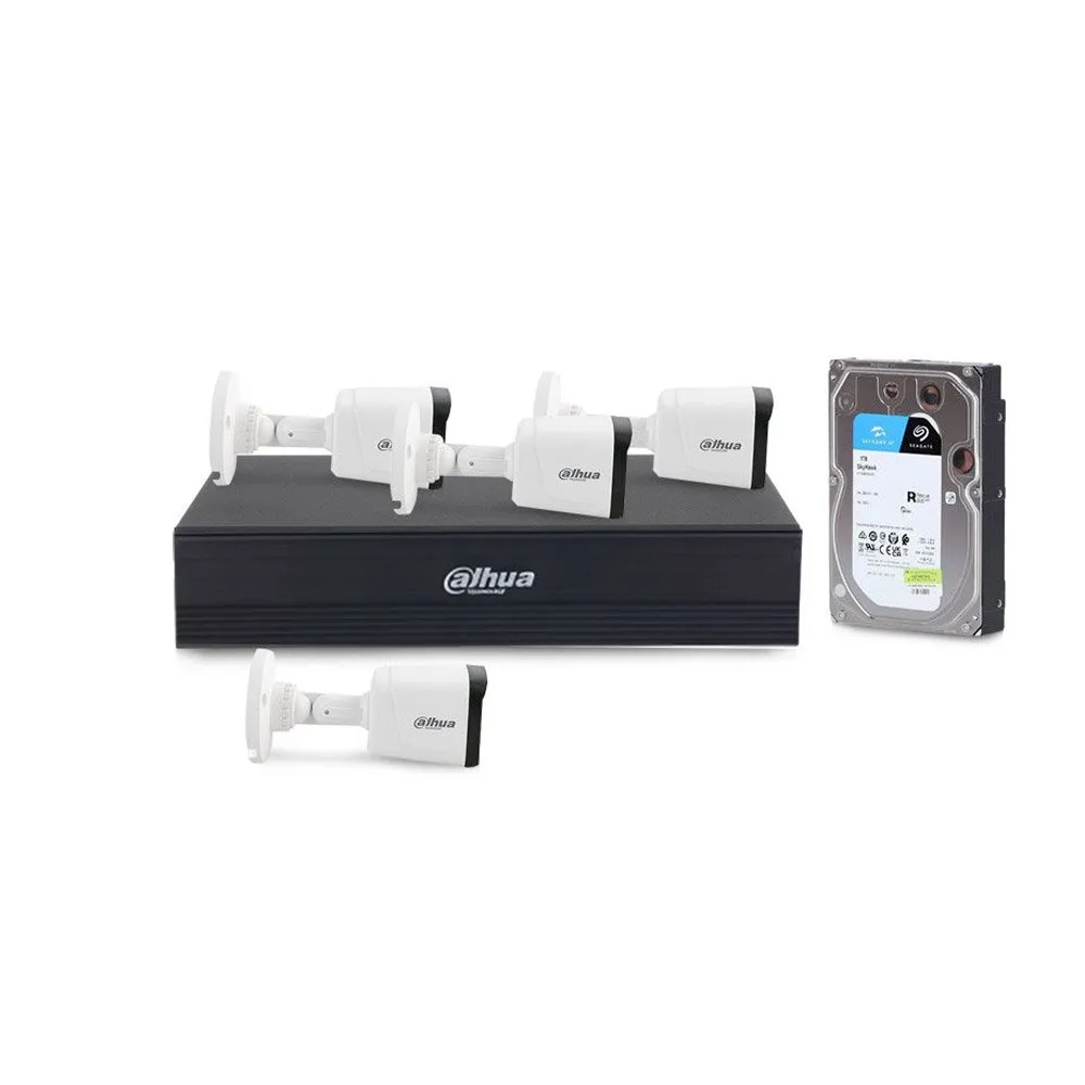 Sistem supraveghere exterior basic Dahua DH-4EXTIR20-2MP-1TB, 4 camere, 2 MP, 3.6 mm, IR 20 m, HDD 1TB