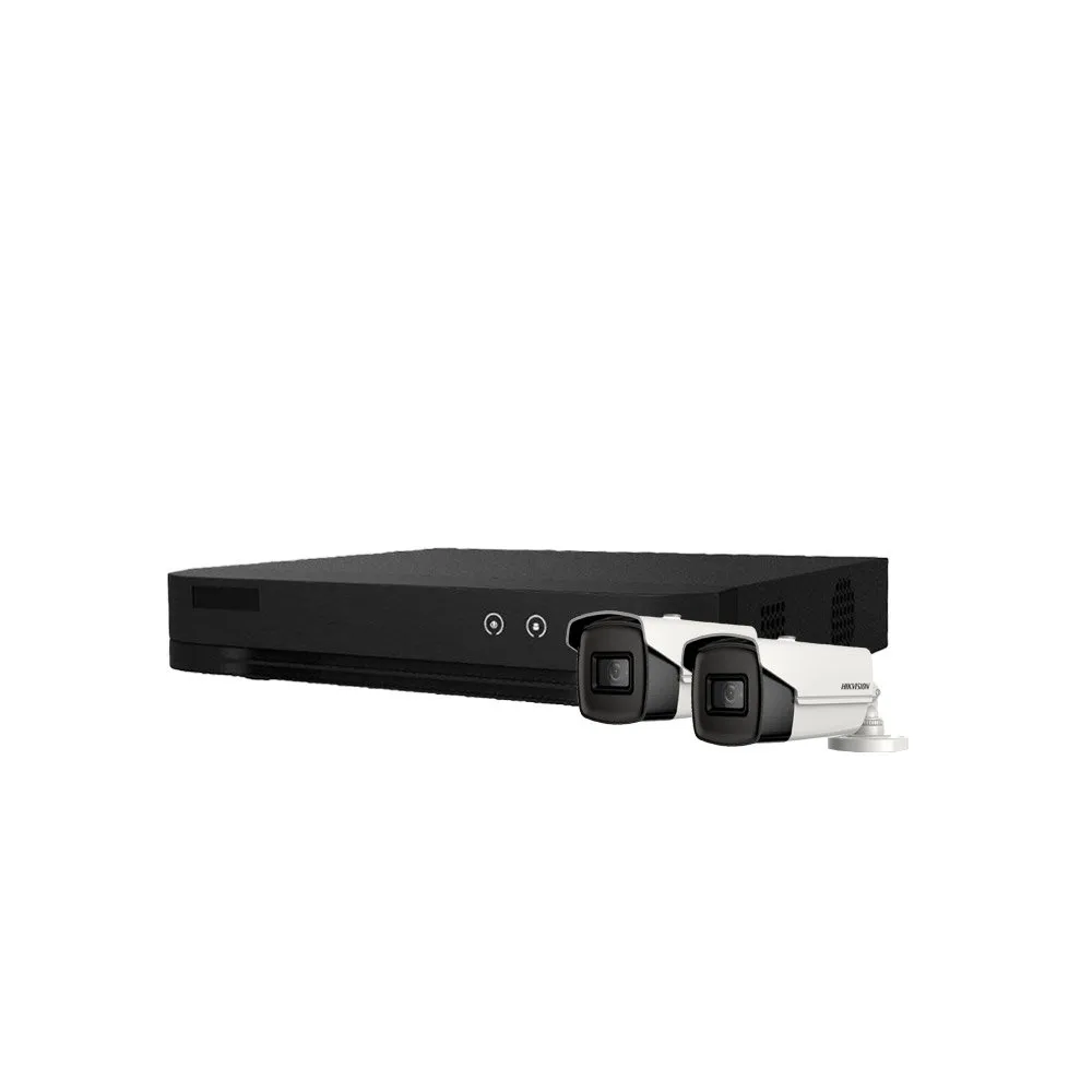 Sistem supraveghere exterior basic HikVision, 2 camere, 5 MP, IR 80 m, 3.6 mm