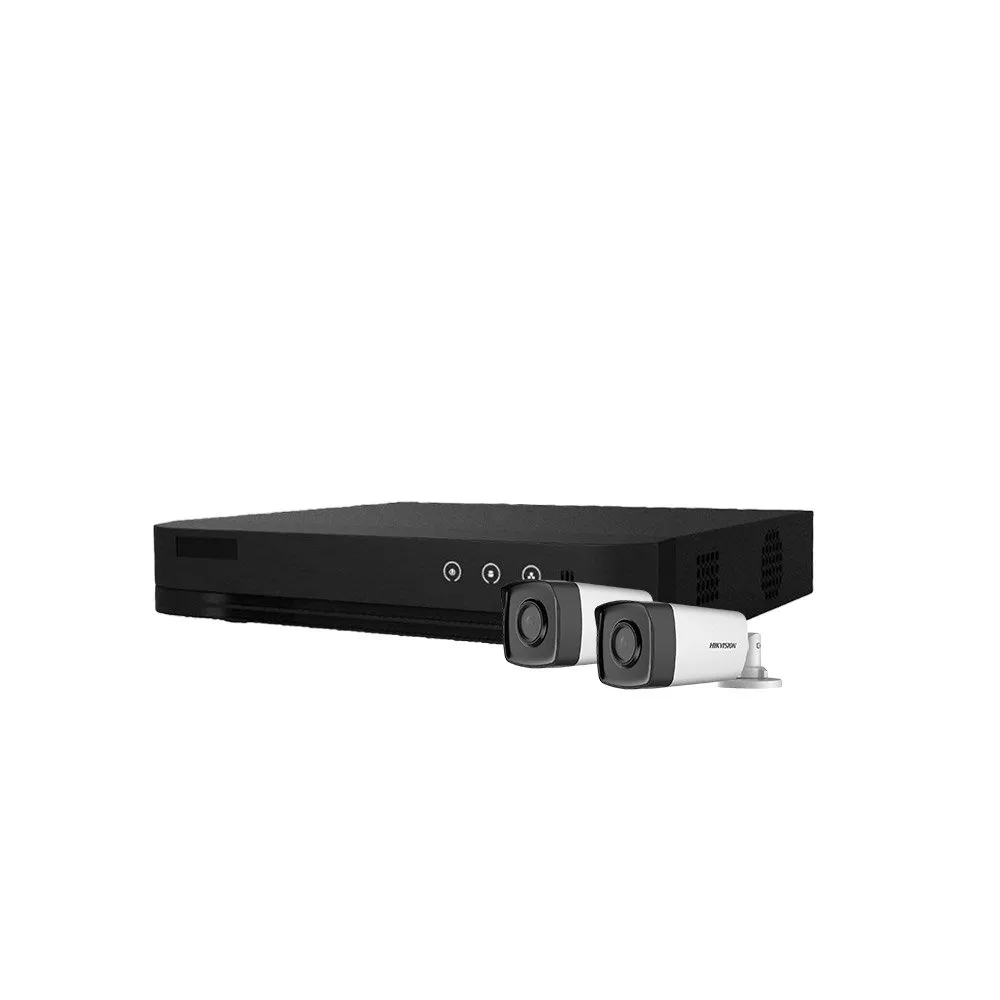 Sistem supraveghere exterior basic HikVision, 2 camere, 5 MP, IR 80 m, 3.6 mm