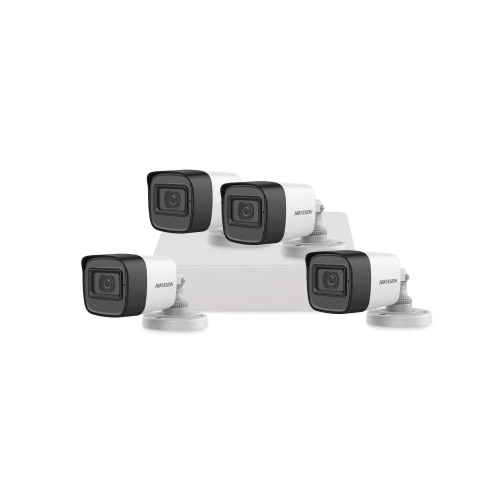 Sistem supraveghere exterior basic HikVision, 4 camere, 2 MP, IR 30 m, 2.8 mm, microfon