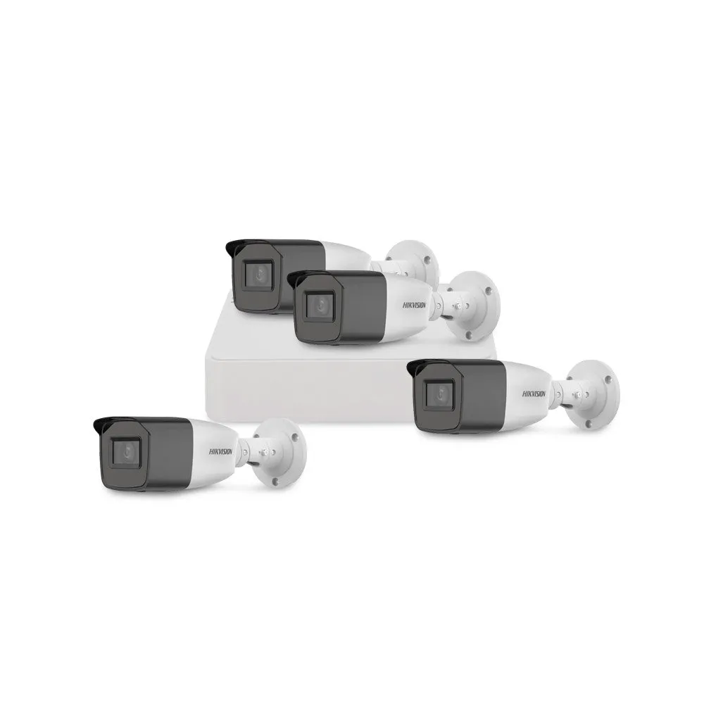 Sistem supraveghere exterior basic HikVision, 4 camere, 2 MP, IR 40 m, 2.7 - 13.5 mm, zoom manual