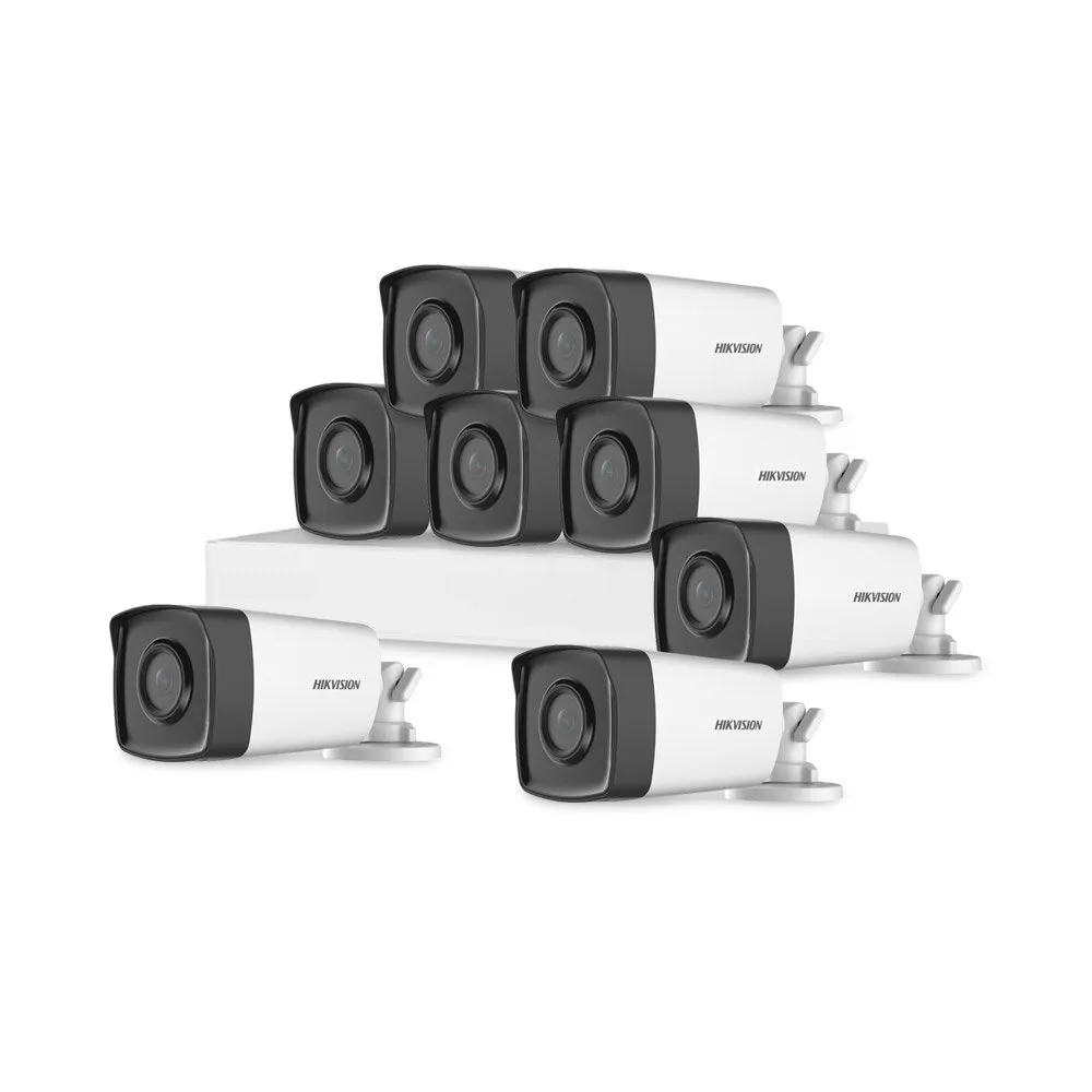 Sistem supraveghere exterior basic HikVision, 8 camere, 2 MP, 2.8 mm, IR 40 m