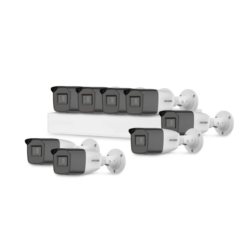 Sistem supraveghere exterior basic HikVision, 8 camere, 2 MP, IR 40 m, 2.7 - 13.5 mm, zoom manual
