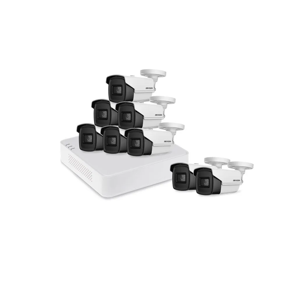 Sistem supraveghere exterior basic HikVision, 8 camere, 8 MP, IR 80 m, 3.6 mm