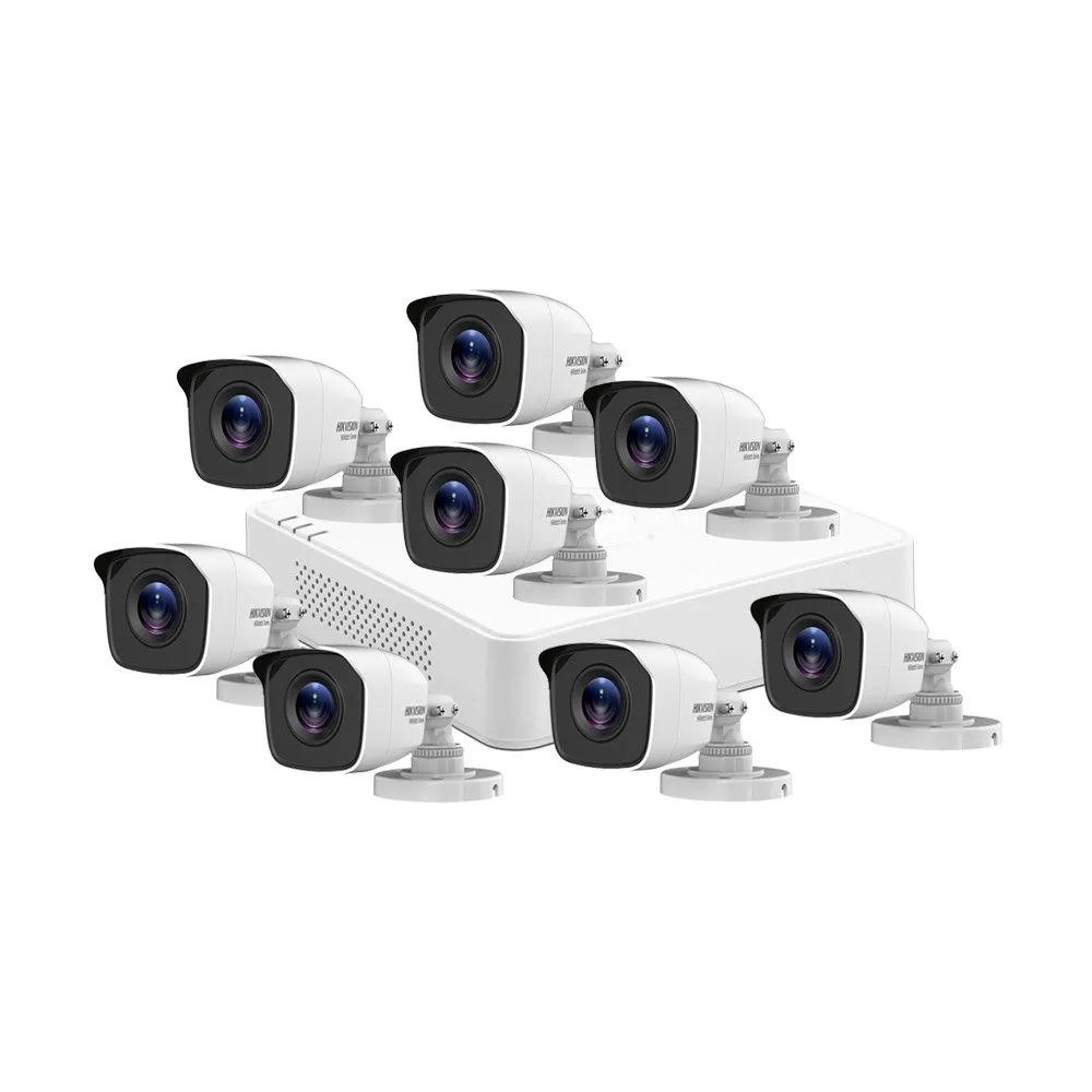 Sistem supraveghere exterior basic Hikvision HiWatch HW-8EXTIR20-5MP, 5 MP, IR 20 m, 8 camere, 2.8 mm