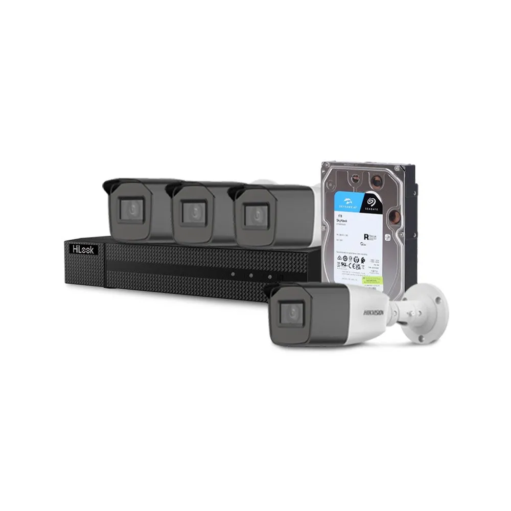 Sistem supraveghere exterior HikVision KIT-HK-4EXT2MP40IR-1HDD, 4 camere, 2 MP, IR 40 m, 2.7 - 13.5 mm, zoom manual + HDD gratis