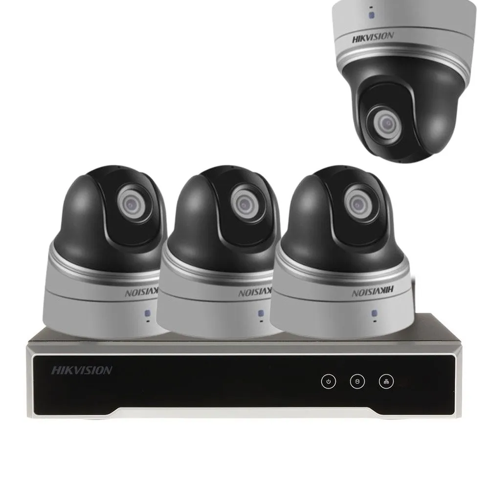 Sistem supraveghere exterior IP WiFi Hikvison KIT-HK-WF-4EXT2MP20IR-P, 2MP,  2.8-12 mm, IR 20 m, slot card, PoE
