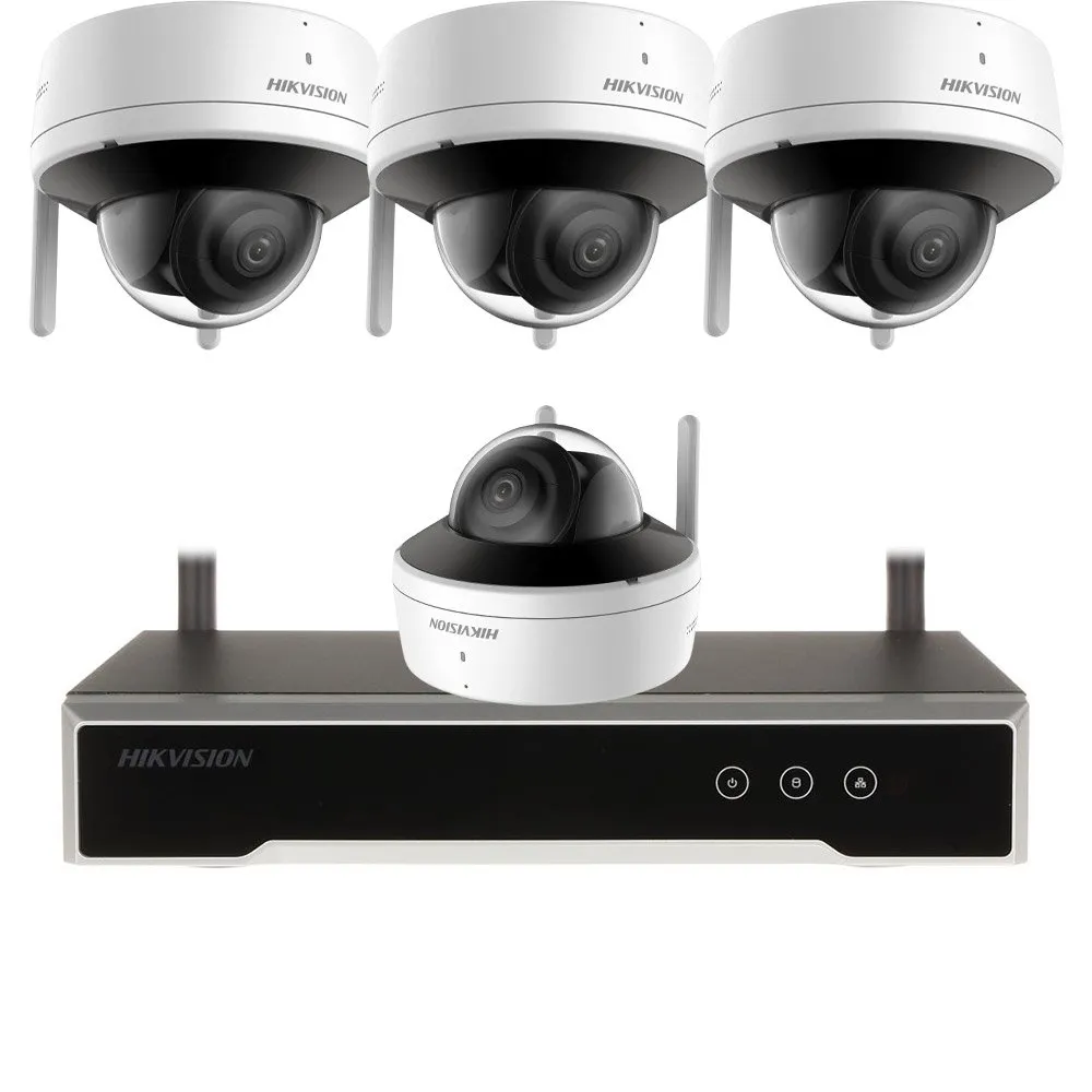 Sistem supraveghere exterior IP WiFi Hikvison KIT-HK-WF-4INT2MP30IR-A, 2 MP, 2.8 mm, IR 30 m, slot card, microfon si difuzor