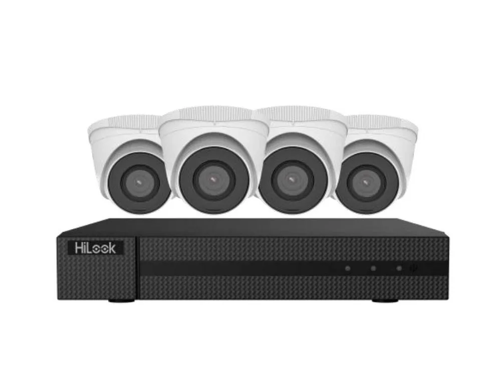 Sistem supraveghere Hikvision HiLook 4K PoE, 4 camere 8MP, NVR 8 canale, HDD 2TB, HDMI, VGA, Hi-NK-4288T