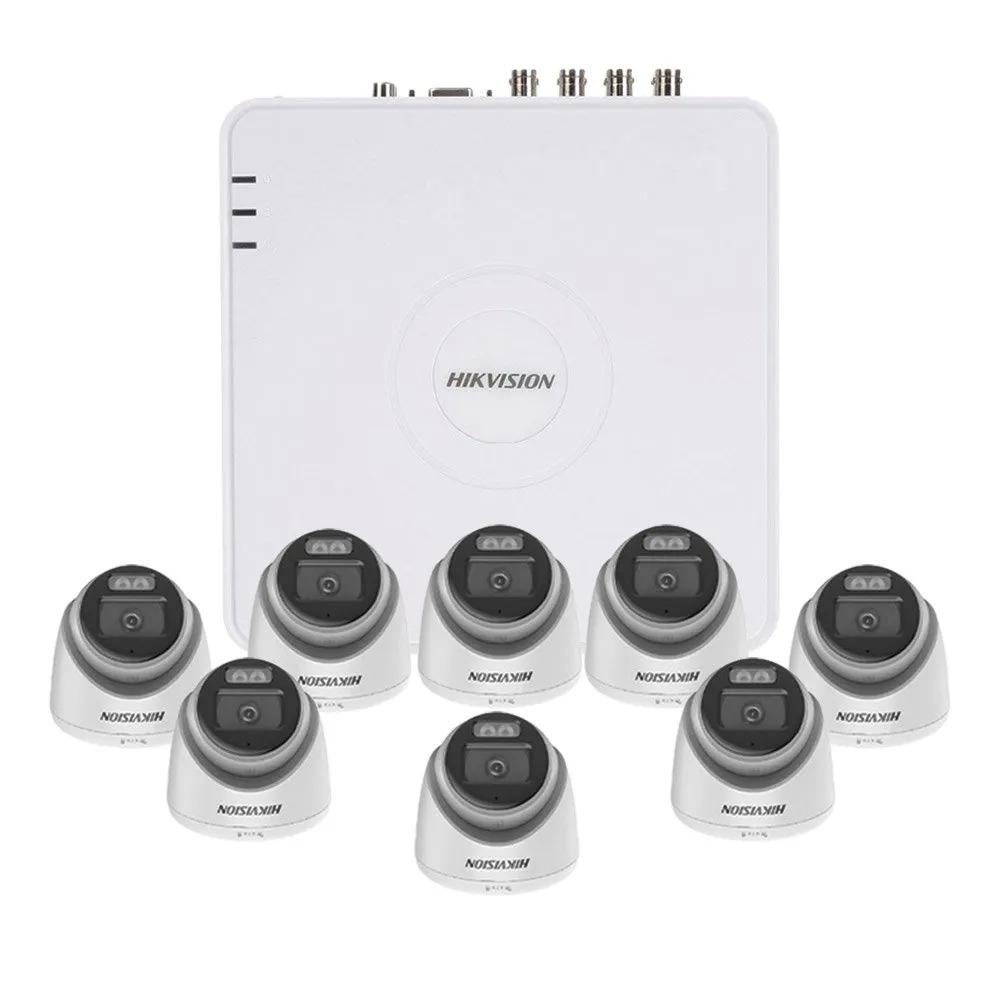 Sistem supraveghere interior Hikvision AcuSense ColorVu Smart Hybrid KIT-HK-8INT3K40IRLA-A, 8 camere, 5 MP, 2.8 mm, IR/lumina alba LED 40 m, microfon