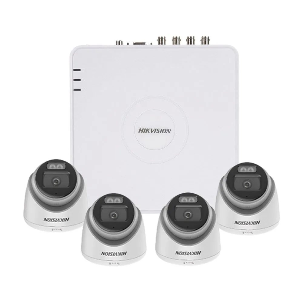 Sistem supraveghere interior Hikvision AcuSense Smart Hybrid KIT-HK-4INT3K40IRLA-A, 4 camere, 5 MP, 2.8 mm, IR/lumina alba  40 m, microfon, audio prin coaxial