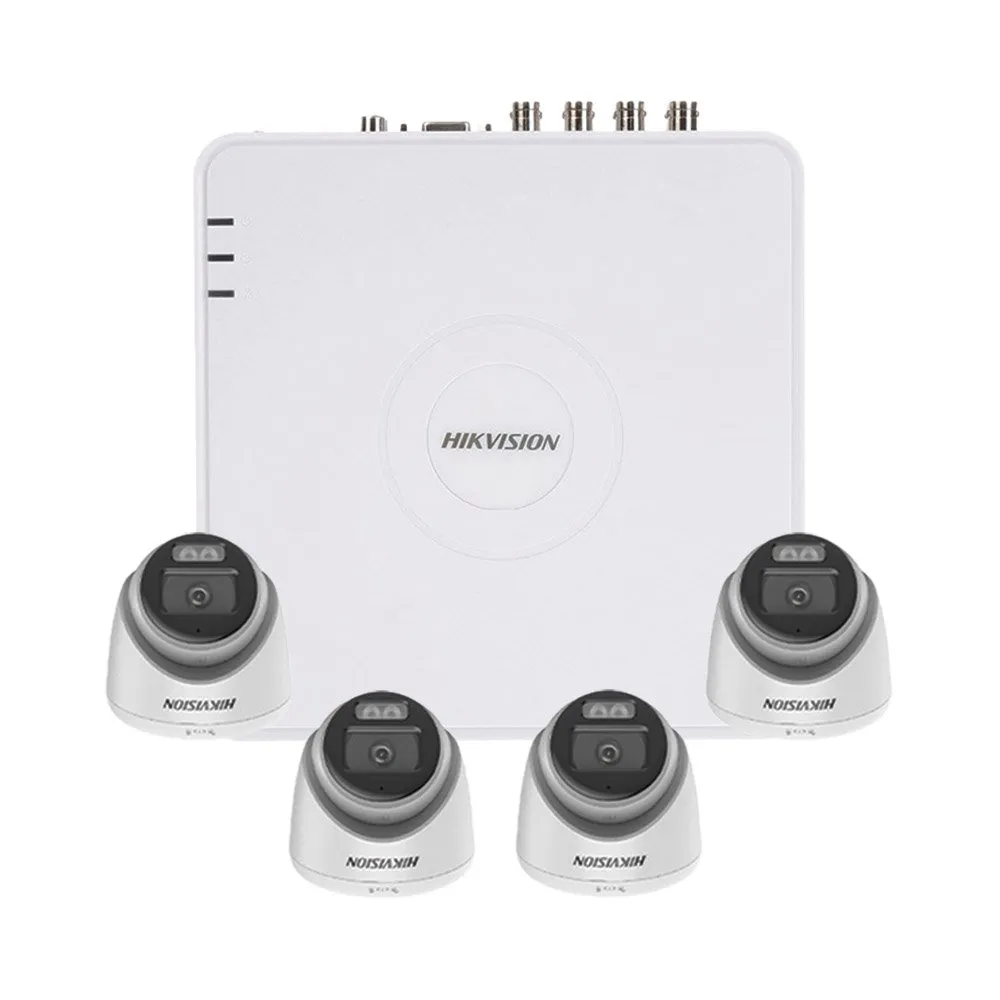 Sistem supraveghere interior Hikvision HiLook ColorVU Smart Hybrid KIT-HK-4INT3K40IRLA-A-V2, 4 camere, 5 MP, 2.8 mm, IR/lumina alba IR 40 m, microfon