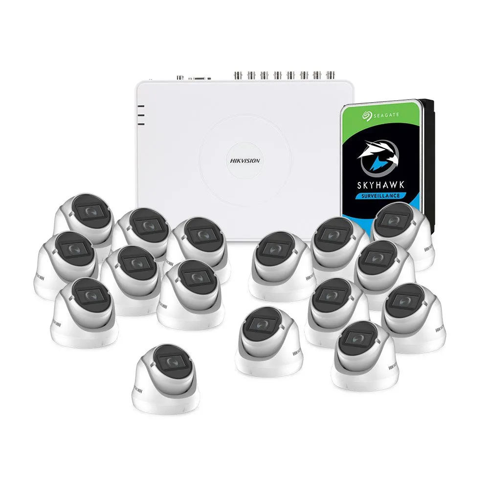 Sistem supraveghere interior HikVision KIT-HK-16EXT2MP40IR-2HDD-V2, 16 camere, 2 MP, 2.7-13.5 mm, IR 40 m + HDD gratis
