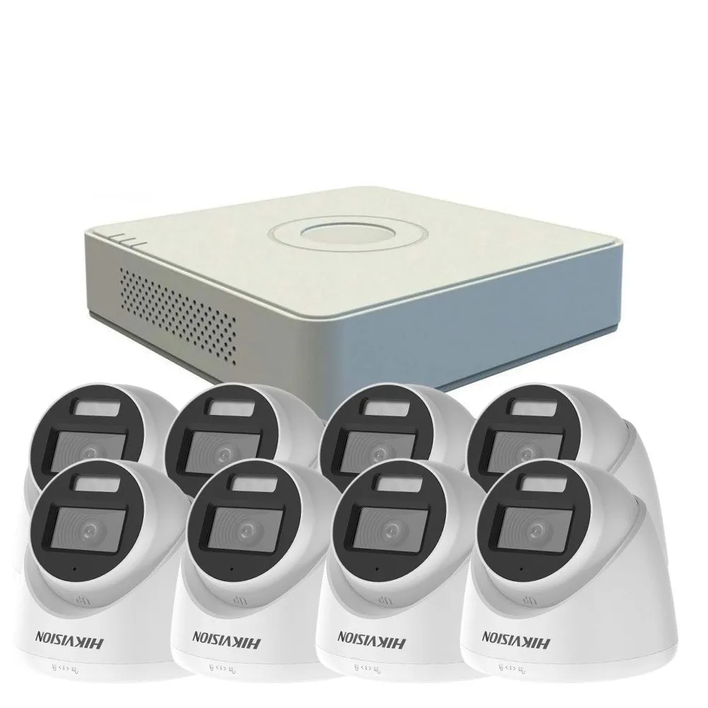 Sistem supraveghere interior Hikvision Smart Hybrid Light KIT-HK-8INT2MP40IR20LA, 2 MP, IR 40 m, lumina alba 20 m, 2.8 mm