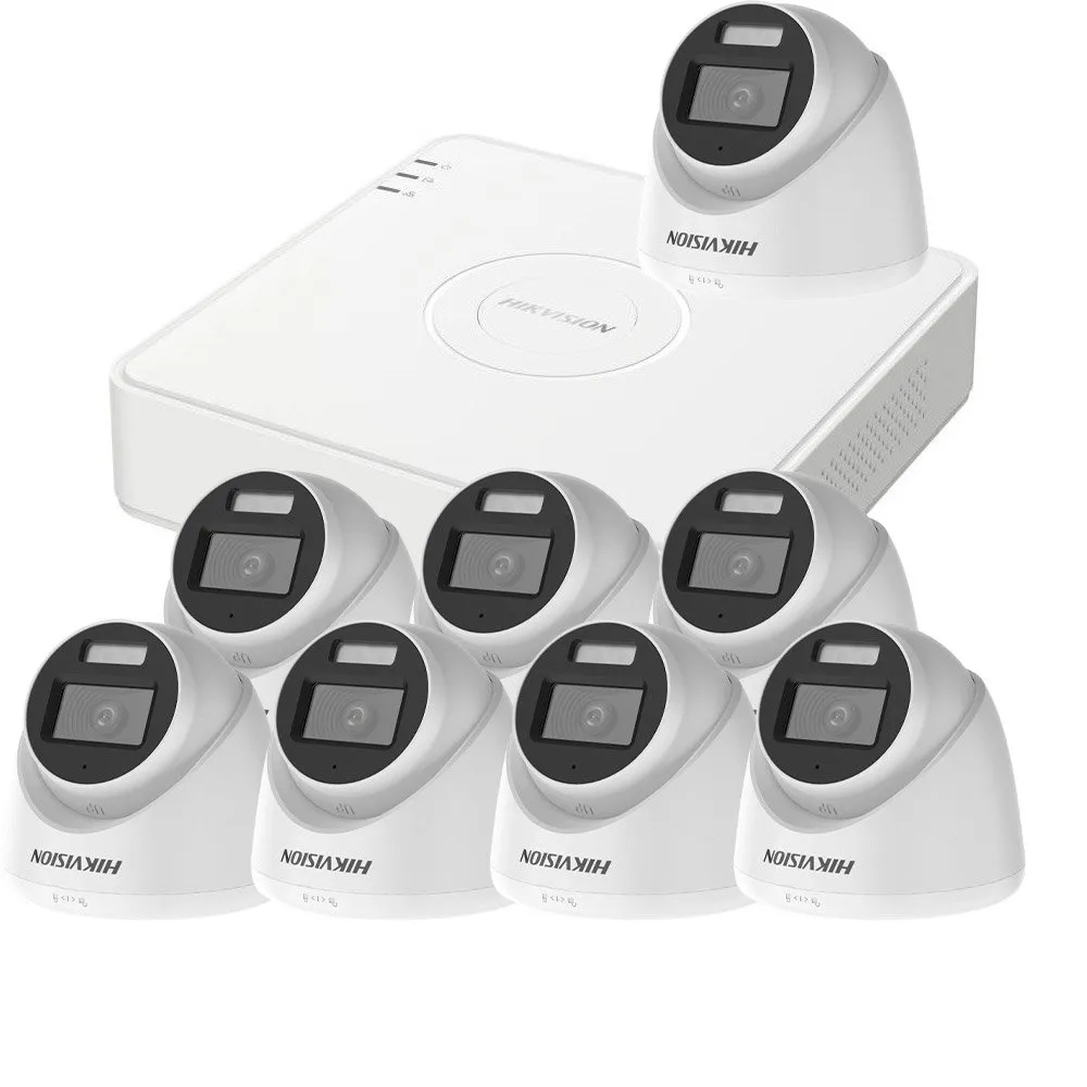 Sistem supraveghere interior Hikvision Smart Hybrid Light KIT-HK-8INT5MP40IR20LA-V2, 5 MP, IR 40 m, lumina alba 20 m, 2.8 mm