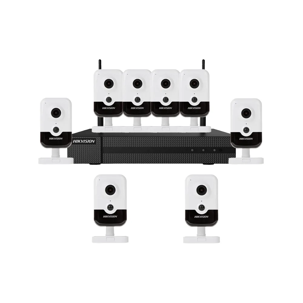 Sistem supraveghere interior IP WiFi Hikvision HW-8C4MP-10M, 8 camere, 4 MP, IR 10 m, 2.8 mm, microfon, PoE