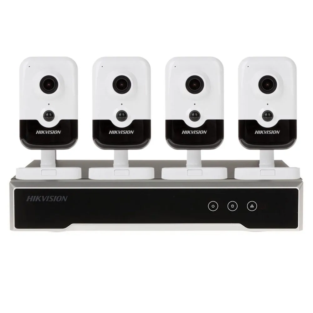 Sistem supraveghere interior IP WiFi Hikvision KIT-HK-WF-4INT4MP10IR-P-A, 4 MP, IR 10 m, 2.8 mm, microfon, slot card, PoE