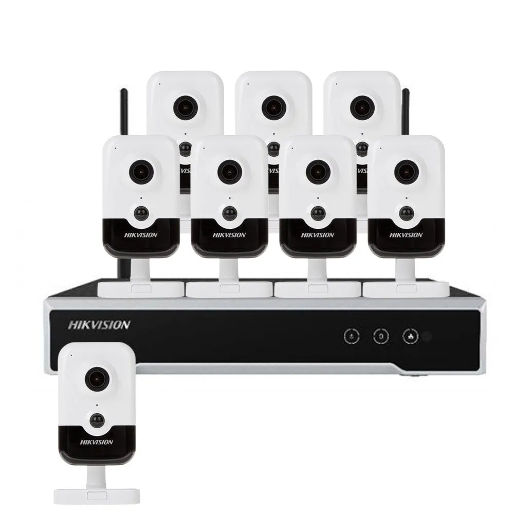 Sistem supraveghere interior IP WiFi Hikvision KIT-HK-WF-8INT4MP10IR-P-A, 4 MP, IR 10 m, 2.8 mm, microfon, slot card, PoE