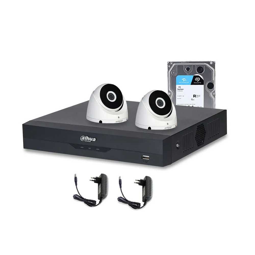 Sistem supraveghere interior middle Dahua WizSense DH-C2INT20-2MP, 2 camere, 2 MP, IR 20 m, 2.8 mm, POS, IoT, HDD 1TB