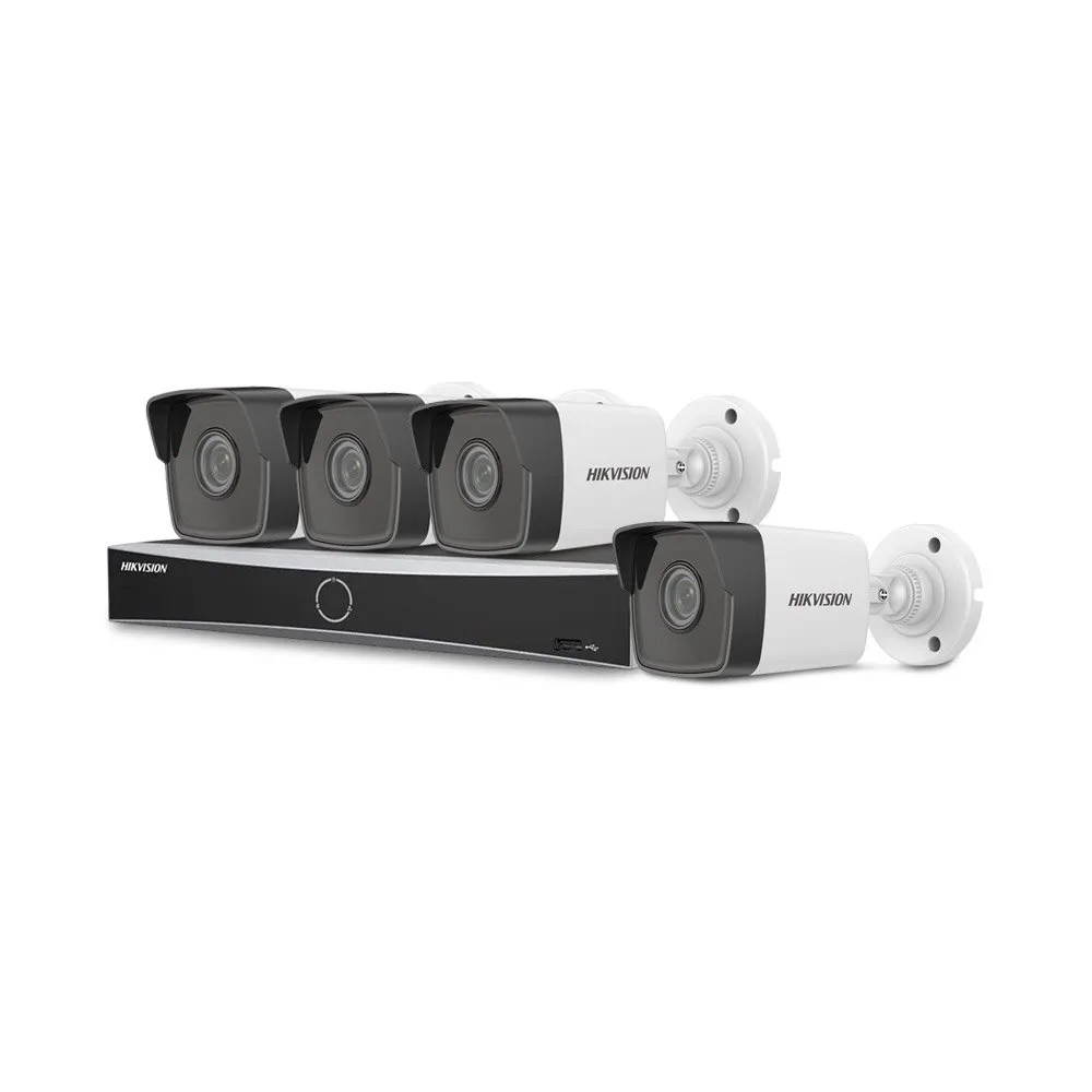 Sistem supraveghere IP exterior basic HikVision KIT-HIK-B4EXT2MP-30M-POE, 4 camere, 2 MP, 2.8 mm, IR 30 m