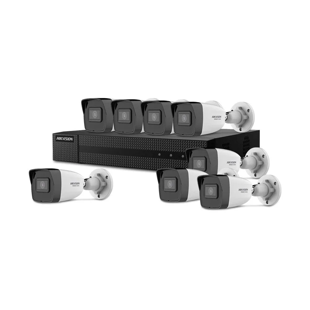 Sistem supraveghere IP exterior Hikvision HW-IP-8EXTIR30-4MP, 8 camere, 4 MP, IR 30 m, 2.8 mm, PoE